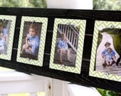 Distressed Quadruple 4 x 6 Frame Black with Lime Green Chevron Mats