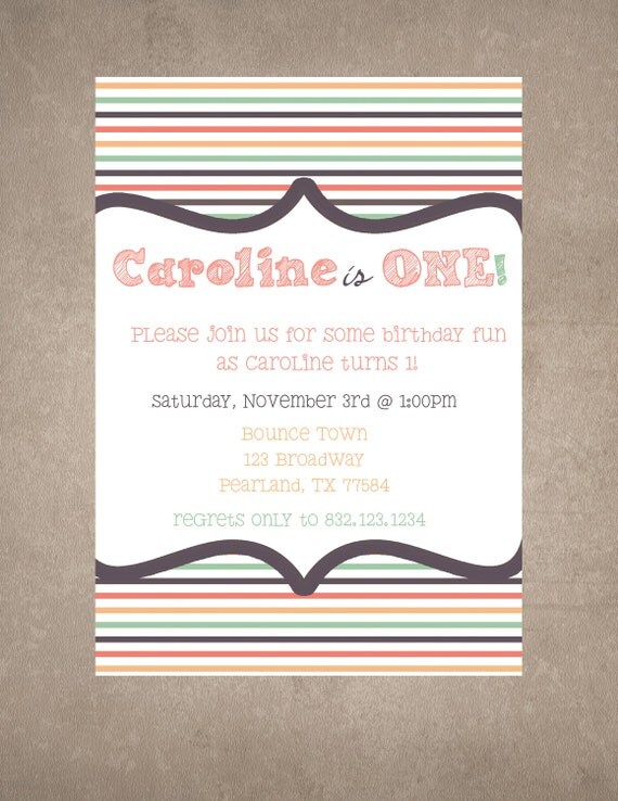 Modern 1st birthday/any age Invite-Print your own Il_570xn
