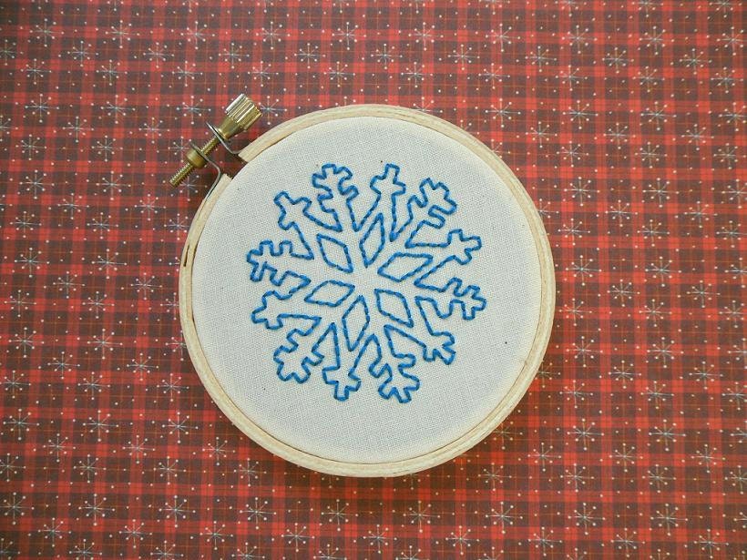 Holiday Decoration Holiday Ornament - Hand Embroidery Blue Snowflake  3 inch embroidery hoop art, wall decor