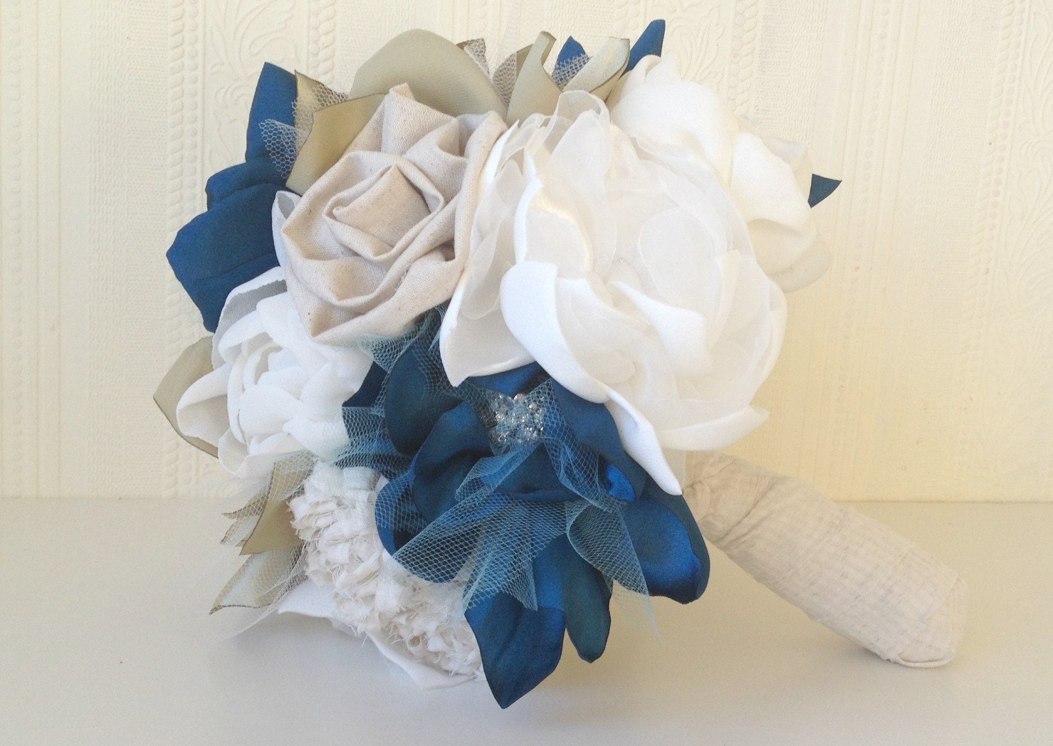 Custom brooch bouquet, Fabric bridal bouquet, Vintage weddings, Satin bouquet, Medium-sized wedding bouquet