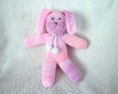 Hand Knit Bunny Doll Soft Waldorf Toy, Bunny Rabbit Doll, Pink Floppy Babies Children Toddlers Security Lovie Buddy