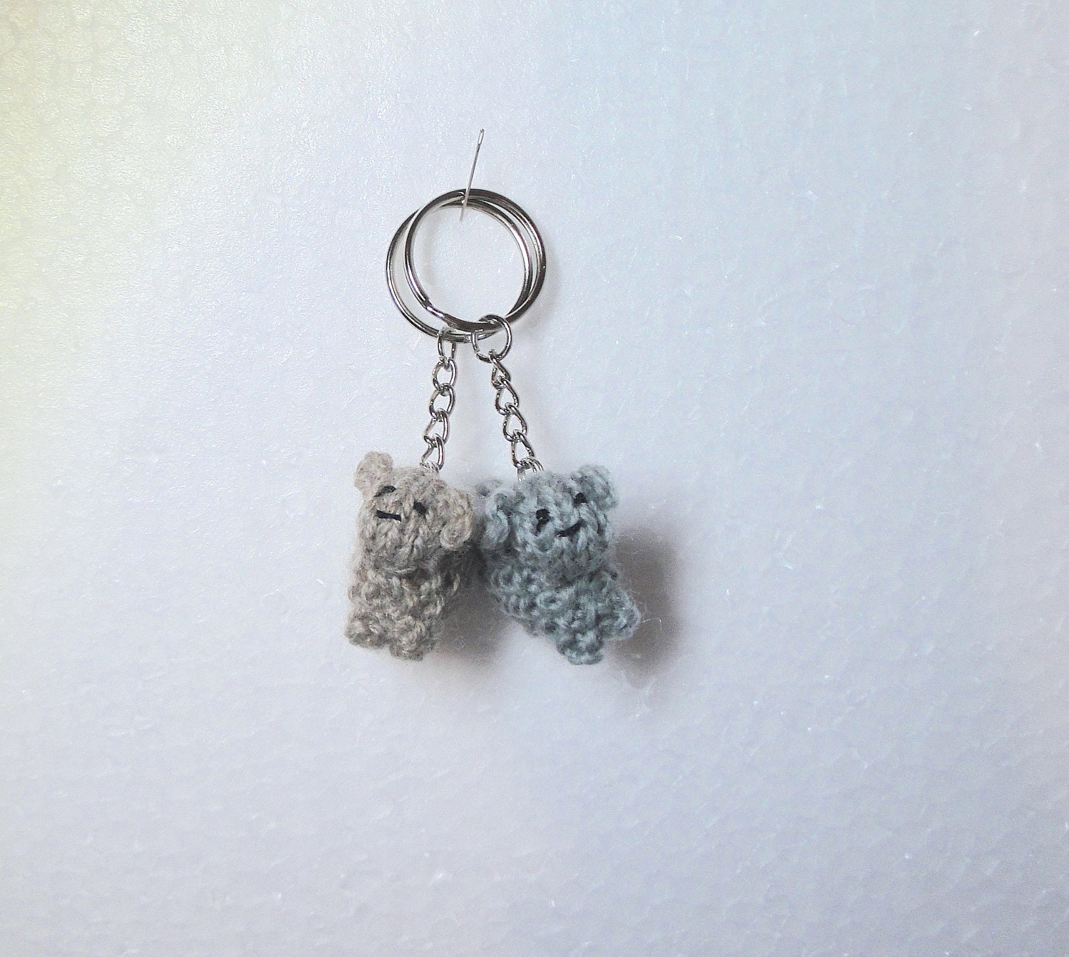 Knit Sheep Keychain Lambs, Gray or Brown, Miniature Tiny Amigurumi Animal Adults Kids Teens Tweens Key Chain