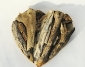 Rustic Driftwood Heart Reclaimed Wood Sculpture, Coastal Cottage Wall Hanging, Beach Home Decor