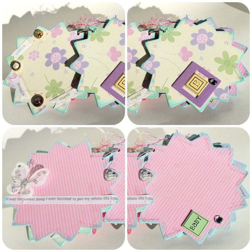 Baby Girl Scrapbook Album, Photo Journal, Altered Journal, Memory Book, ASSEMBLED and Ready for Your Photos