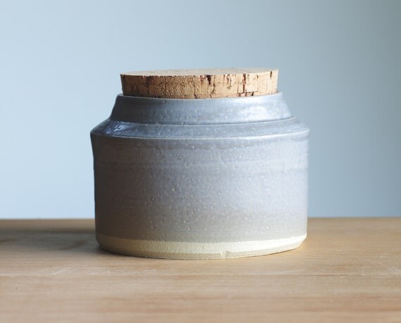 SALE corked canister. kitchen storage jar. ceramic pottery folk rustic