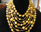 10% Discount...VINTAGE SALE Exquisite..  LAGUNA.. 1930s..1940s..Lucite..Granite ...Travertine Stone Beaded Necklace