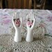 VINTAGE SALE Beautiful Retro Handpainted Rose Porcelain Hands.. Set of two 10% Discount