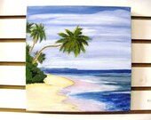 Original Painting-  Tropical Beach Scene- Coastal Decor- Beach House Decor