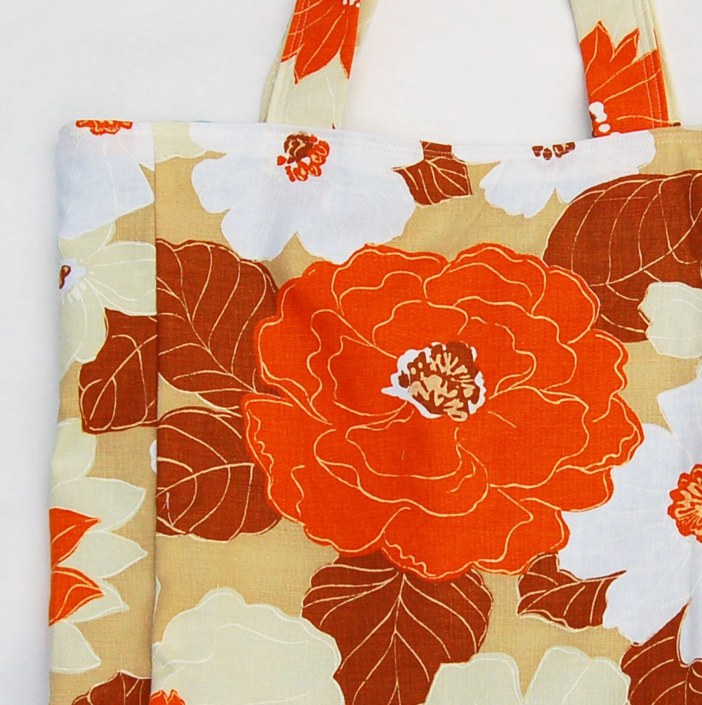 craft hobby bag, vintage fabric tote, multi purpose carryall, gift for her under 50 by greenbugmarketplace