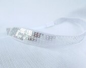 Silver Sequin Headband, Stretchy Headband, Sparkle Headband