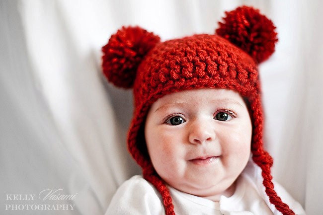 Baby Bear Earflap Hat, Teddy Bear Beanie