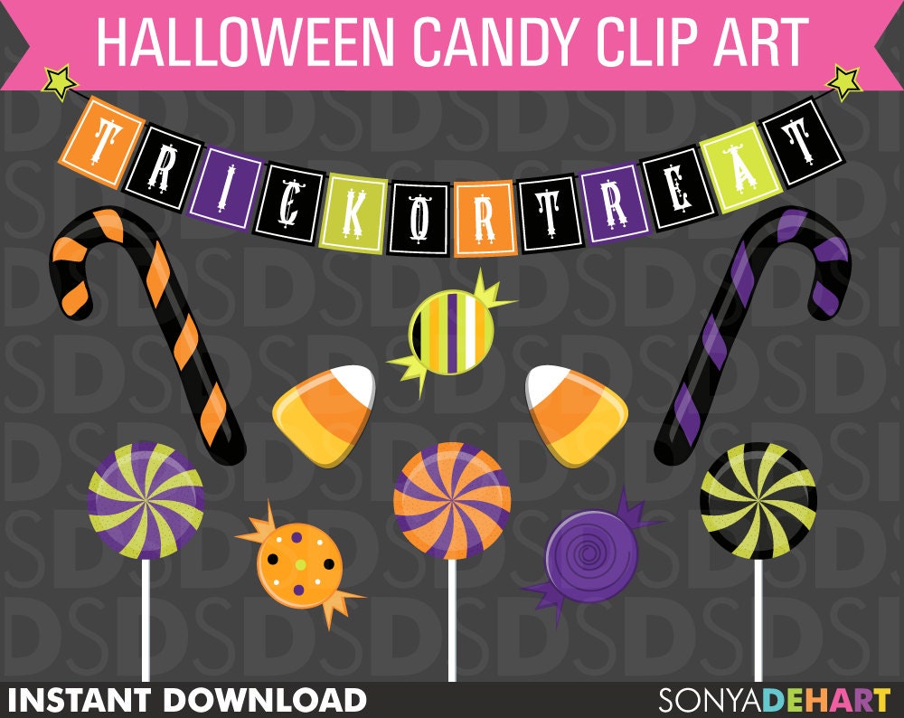 50% Off SALE Clip Art Halloween Candy Treats Clipart Personal and Commercial Use CA34 Instant Download Il_170x135