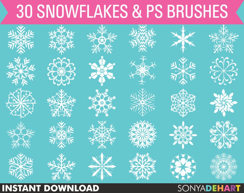 50% Off SALE Clip Art Christmas Snowflakes Photoshop Brush, Brushes Clip Art Commercial Use Instant Download Il_170x135