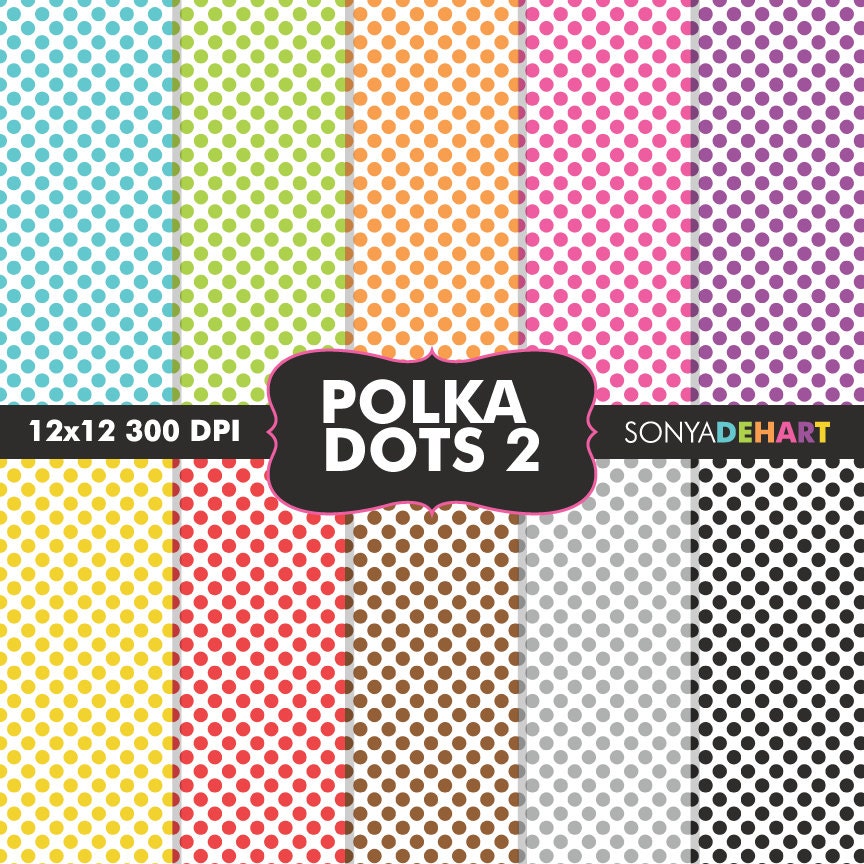 50% Off SALE Digital Scrapbooking Printable Paper Pattern Pack Polka Dots 2 Instant Download