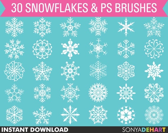 50% Off SALE Clip Art Christmas Snowflakes Photoshop Brush, Brushes Clip Art Commercial Use Instant Download Il_570xn