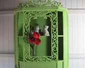 Vintage Homco Curio Cabinet Apple Green Shabby Chic