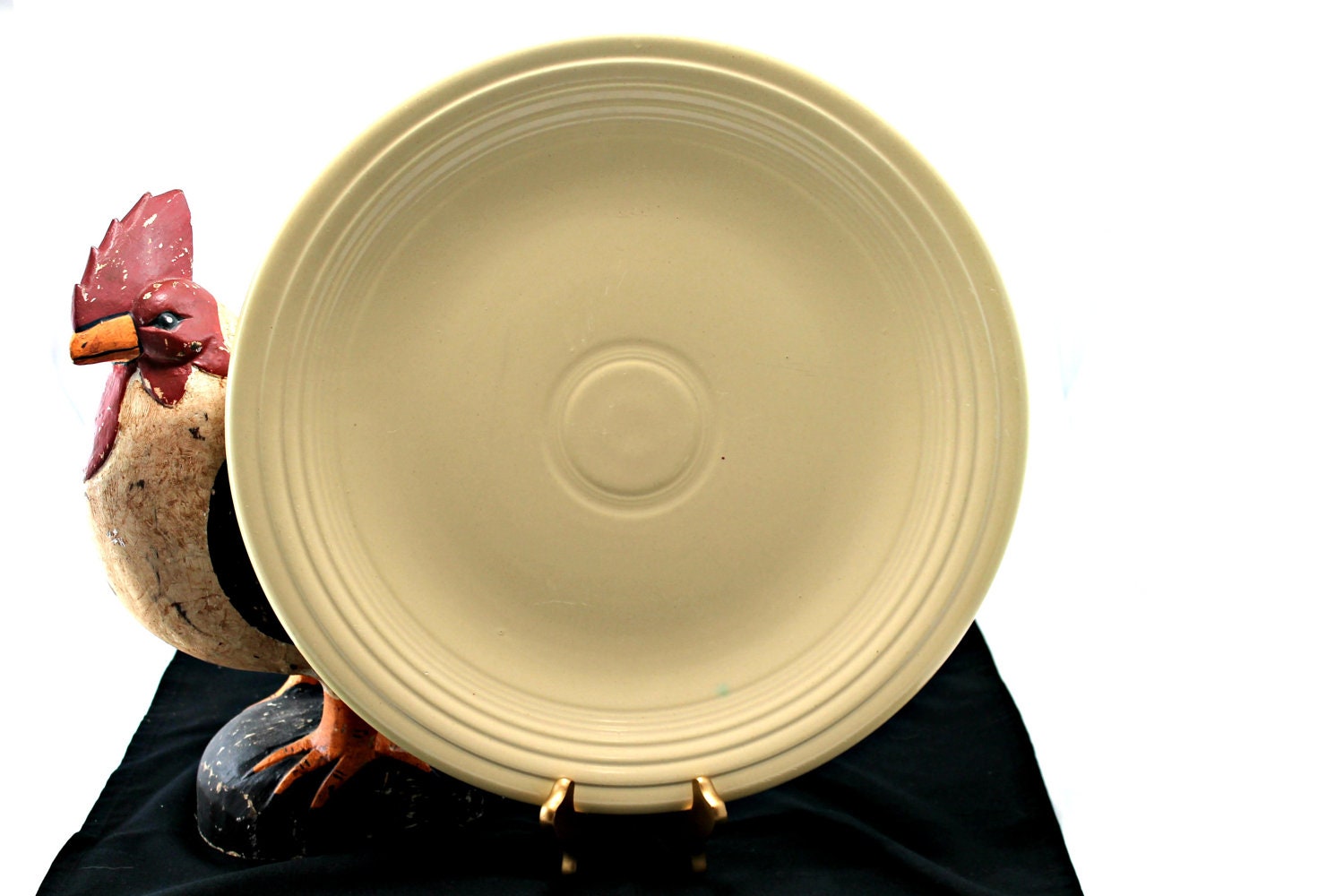 Vintage Fiesta Ware signed Homer Laughlin light yellow chop platter 1950s