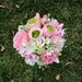 Crisp Pink Peony, Ranunculus and Cherry Blossom Wedding Bouquet with Dusty Miller--- By Lovelee Flowers