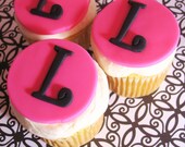 Monogram or Number Fondant cupcake topper Single Letter or Digit wedding topper, birthday topper