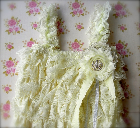 Ivory Lace Embellished Petti Romper