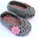 Easter Baby Infant Girl Shoes / Slippers / Booties - Pink & Grey, Flower - YOUR choice size - (newborn - 12 months) - photo prop - clothing