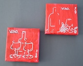 Wine Magnets: Set of 2 Paintings in Red