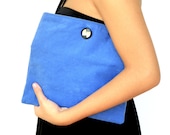 30% SALE Fold Over Clutch, Royal Blue Clutch, Fall Fashion, Velvet Cosmetic Bag, Make up Pouch, Make up bag
