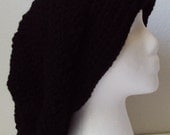Black Crochet Slouchy Beret/Hat - Adult Size