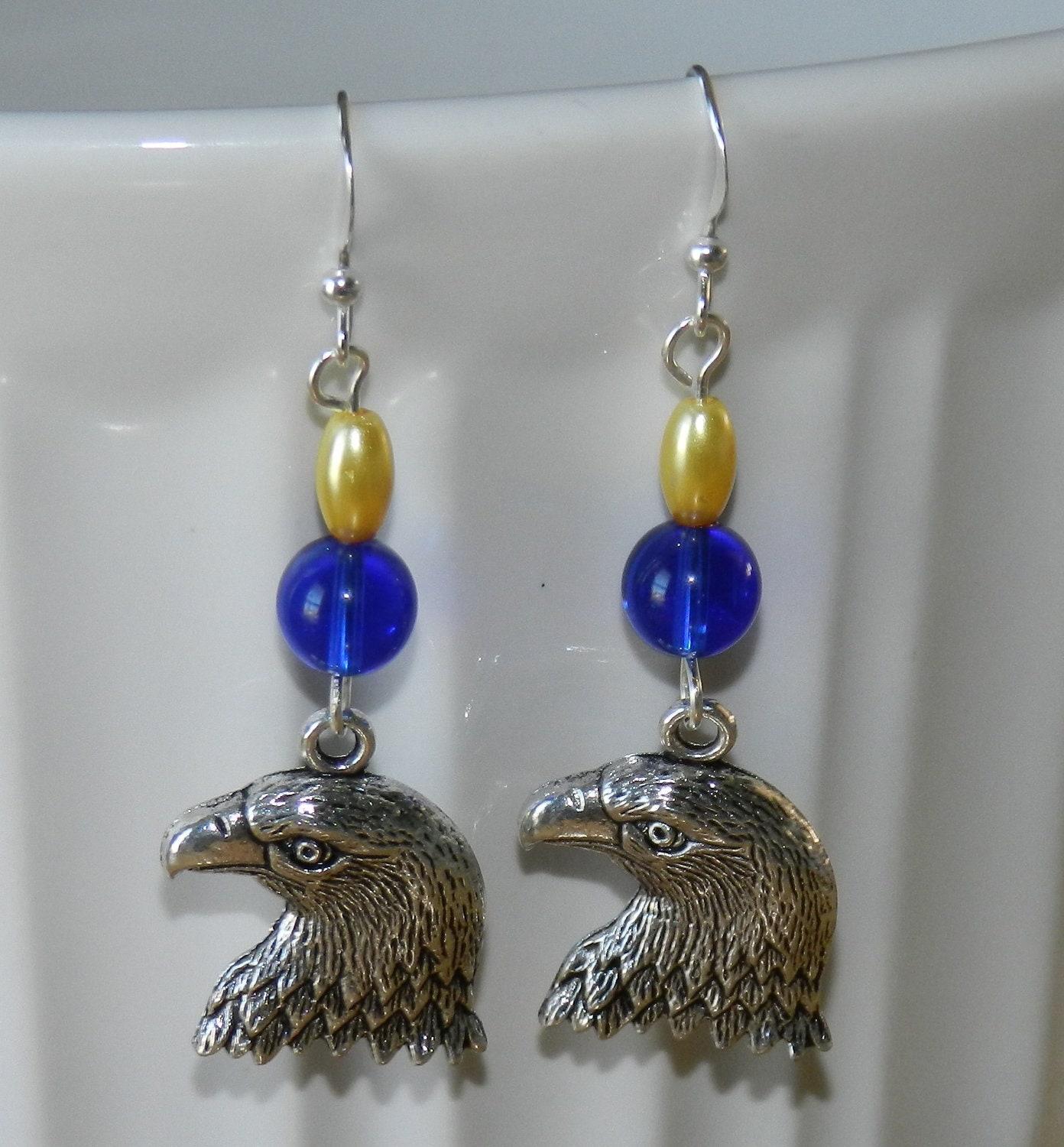 Georgia Southern Inspired Yellow and Blue Beaded Earrings
