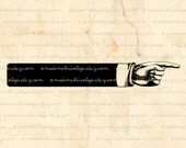 Pointing Hand Banner, Finger, Digital Image Download for Iron on Transfer, Papercrafts, Pillows, T-Shirts, Tote Bags, Burlap, No 01580