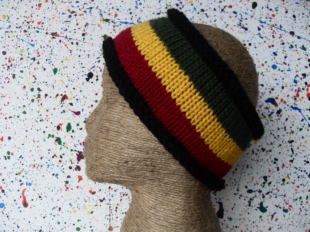 Dread Wrap - Head Wrap - Rasta Stripe - Ear Muff - Warmer Cozy - Warm Winter Accessory - Headband - Short Length -  Vegan Acrylic