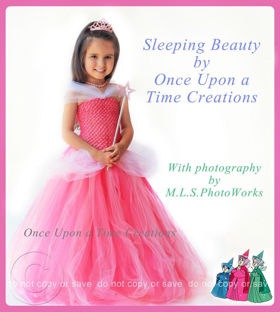 Aurora Inspired Princess Tutu Dress - Birthday Outfit, Photo Prop, Halloween Costume - Girls Size 6 7 8 10 12 - Disney Sleeping Beauty