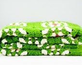 FINAL SALE Vintage Granny Square Spring Afghan Throw