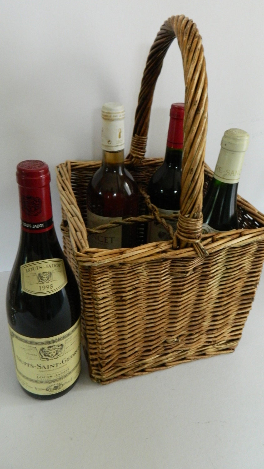 Vintage French Wine/Bottle/Champagne Basket - susanvaillant