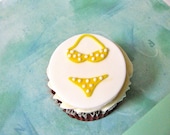 Itsy Bitsy Teeny Weeny Yellow Polka Dot Bikini Cupcake Toppers Set