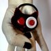 Handmade Felt Cat ponytail holder hairband kawaii accessory red black n white