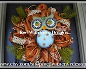 Fall Owl Wreath, Fall Wreath, Fall, Wreath, Owl Wreath, Fall Decoration, Fall Decor, Door Hanger, Deco Mesh Wreath, Deco Mesh