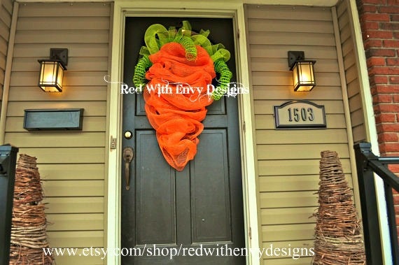 The Original LARGE Carrot Wreath for Easter, Easter Wreath, Carrot Wreath, OOAK, Wreath, Carrot, Easter, Unique Wreath, Deco Mesh Wreath