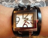 Leather pearl wrap watch