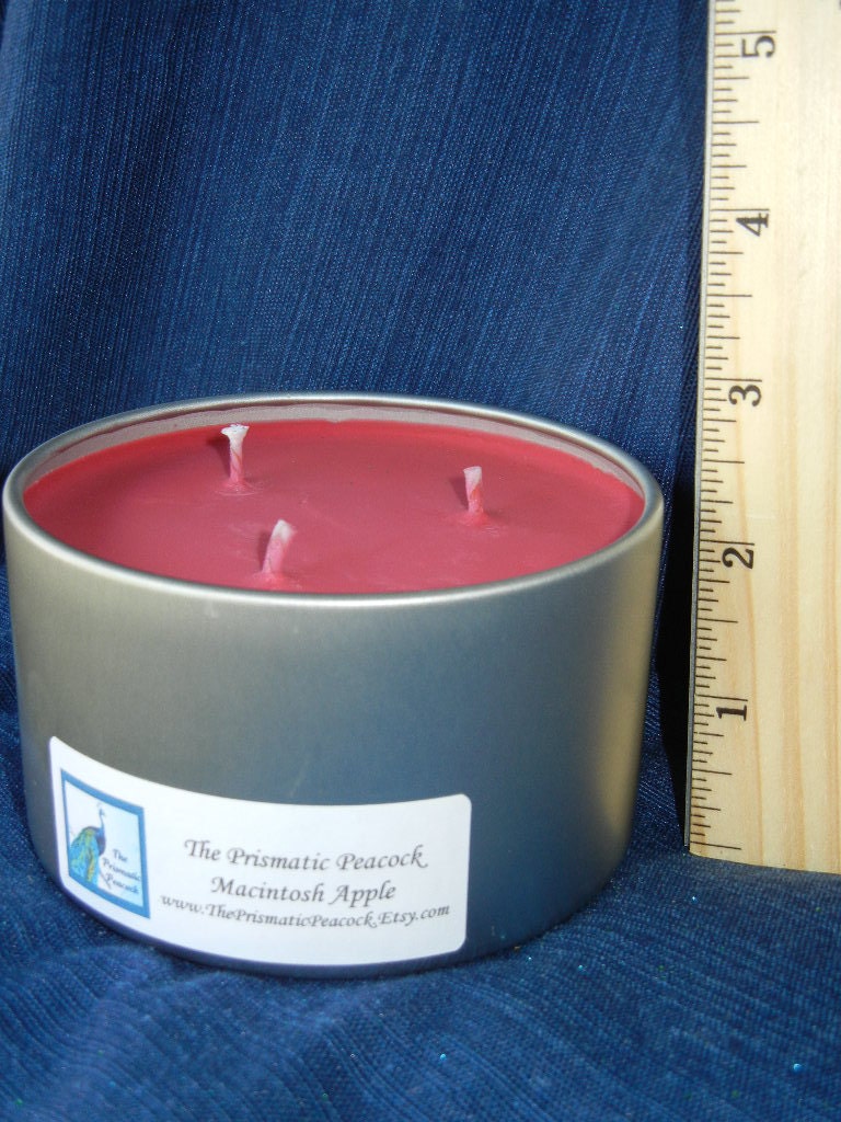Soy Candle 16oz Travel Tin Macintosh Apple Triple Wicked Red Classic Fragrance