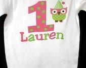 Owl Personalized girl birthday toddler shirt or onesie