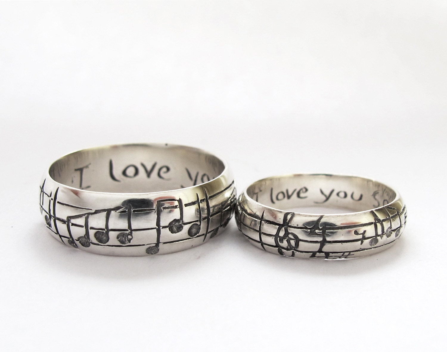 Kind Engagement Rings on Your Song Wedding Rings   Any Song   One Of A Kind   Sterling Silver