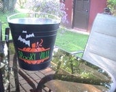 Galvanized Backyard Halloween Candy Bucket