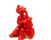 violin, upcycled ceramic figurine, red home decor, musical, vintage figurines, red accents, violins