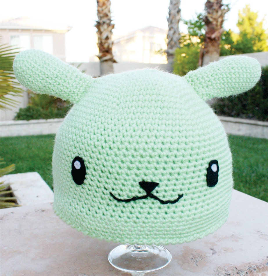 England Flying Mint Bunny Inspired Hat With Wings: Hetalia Axis Powers Japanese Anime Kawaii Handmade Crochet Beanie Hat