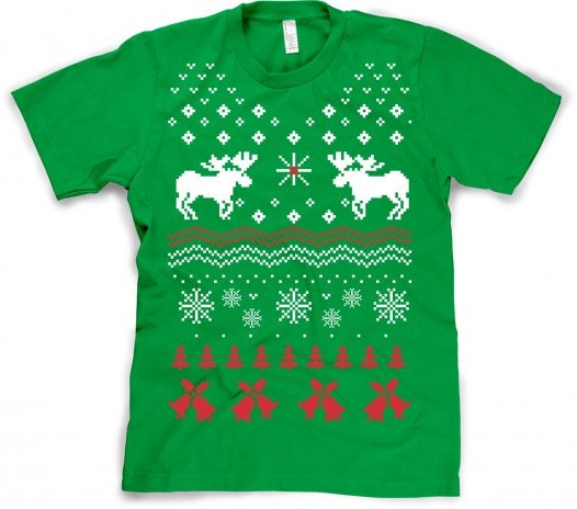 Reindeer Ugly Christmas Sweater T Shirt S-3XL
