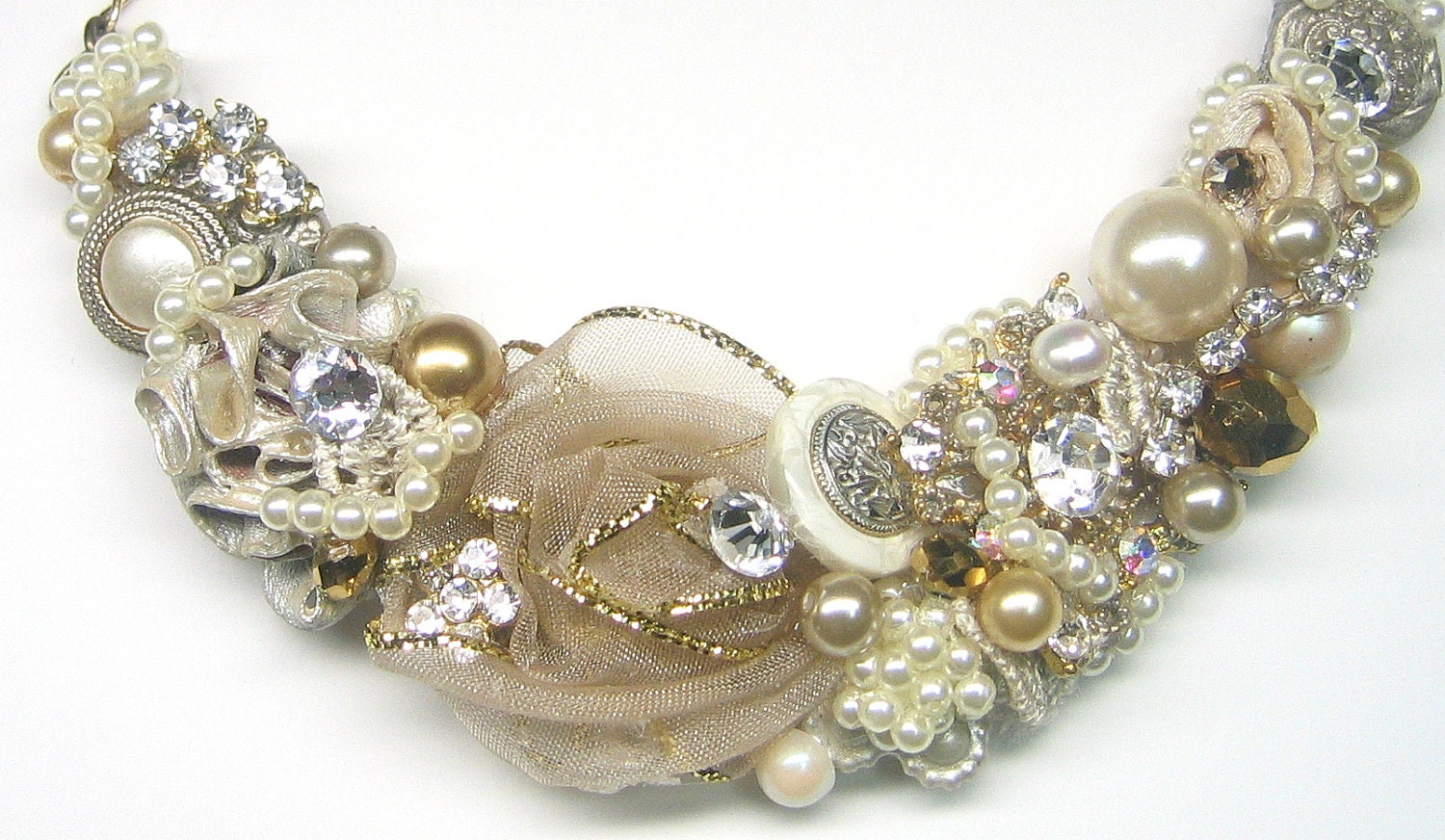 Vintage inspired bib necklace- Antique jewelry - Bridal statement necklace- vintage wedding accessories - wedding statement bib