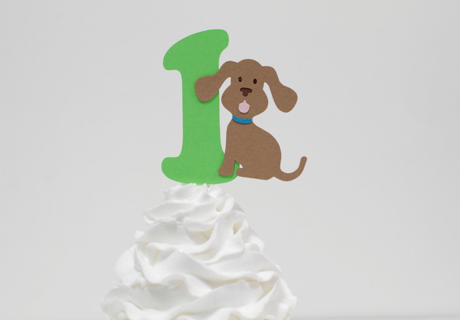 12 Puppy with Teal Blue Collar and Lime Green Age Cupcake Toppers Il_170x135