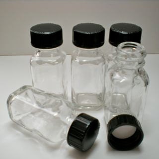 5 Glass Square Potion Bottles Size 2.5" inch tall