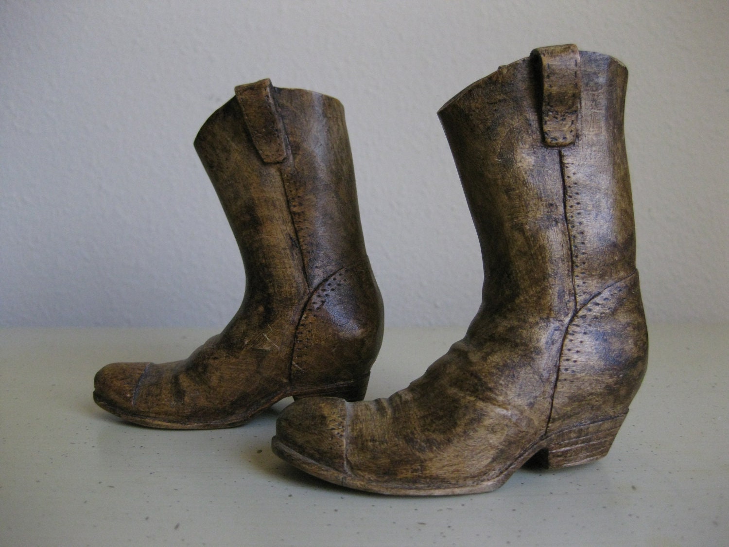Adorable Tiny Wooden Boots Country Small Booties Western Vintage Decor